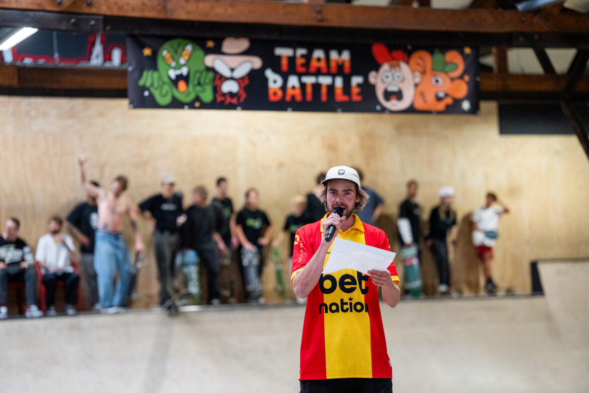 Burnside Team Battle 2026 – Burnside Skatepark Deventer MC Bert Roeterdink during the Burnside Team Battle 2026 at Burnside Skatepark in Deventer