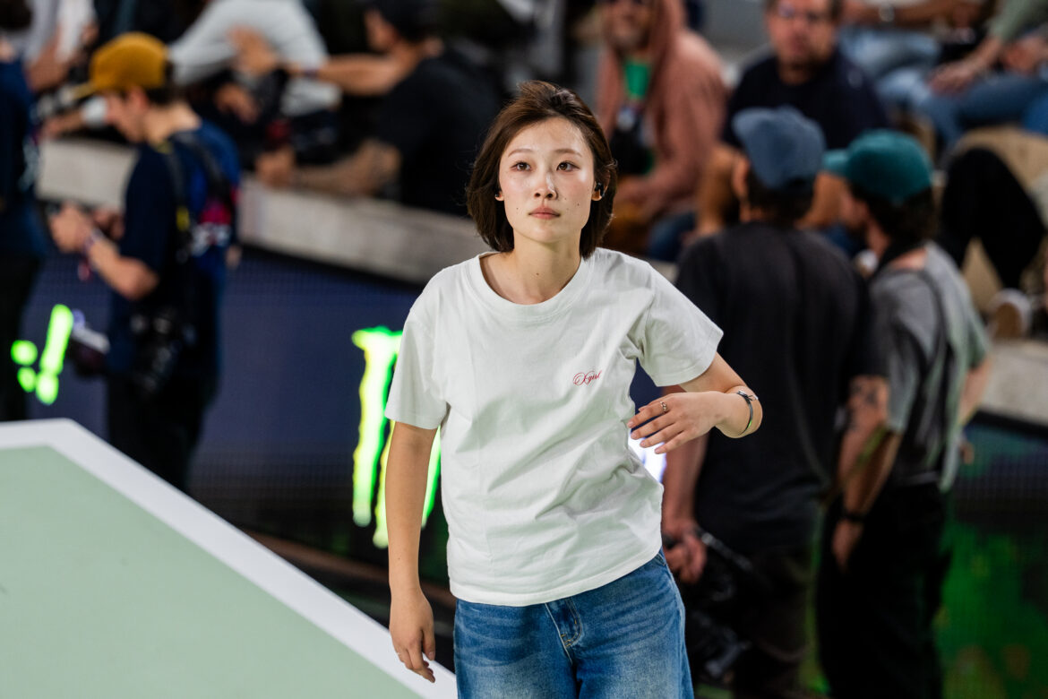 Aoi Uemura during the SLS Paris 2026 women's competition at Roland-Garros in Paris.
