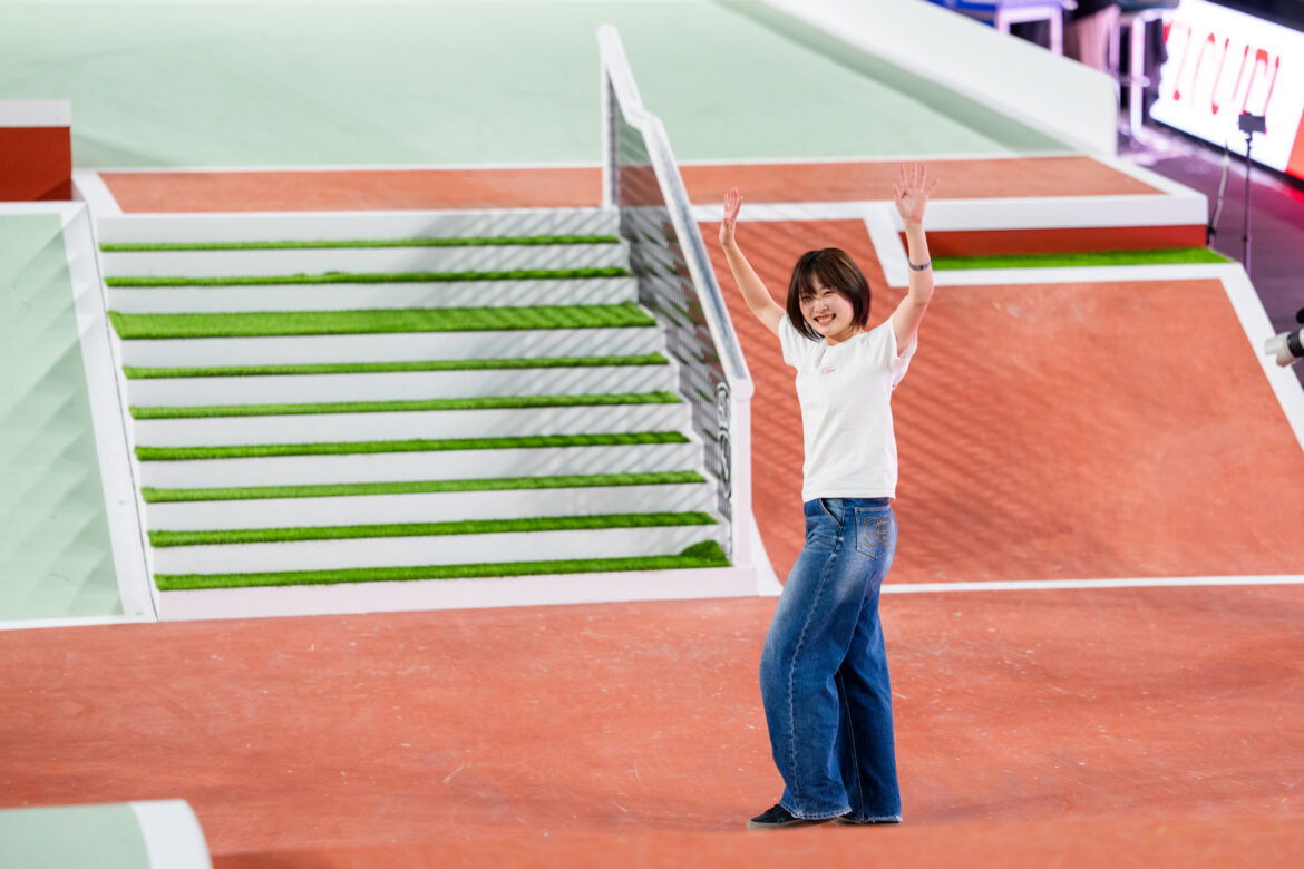 Aoi Uemura during the SLS Paris 2026 women's competition at Roland-Garros in Paris.