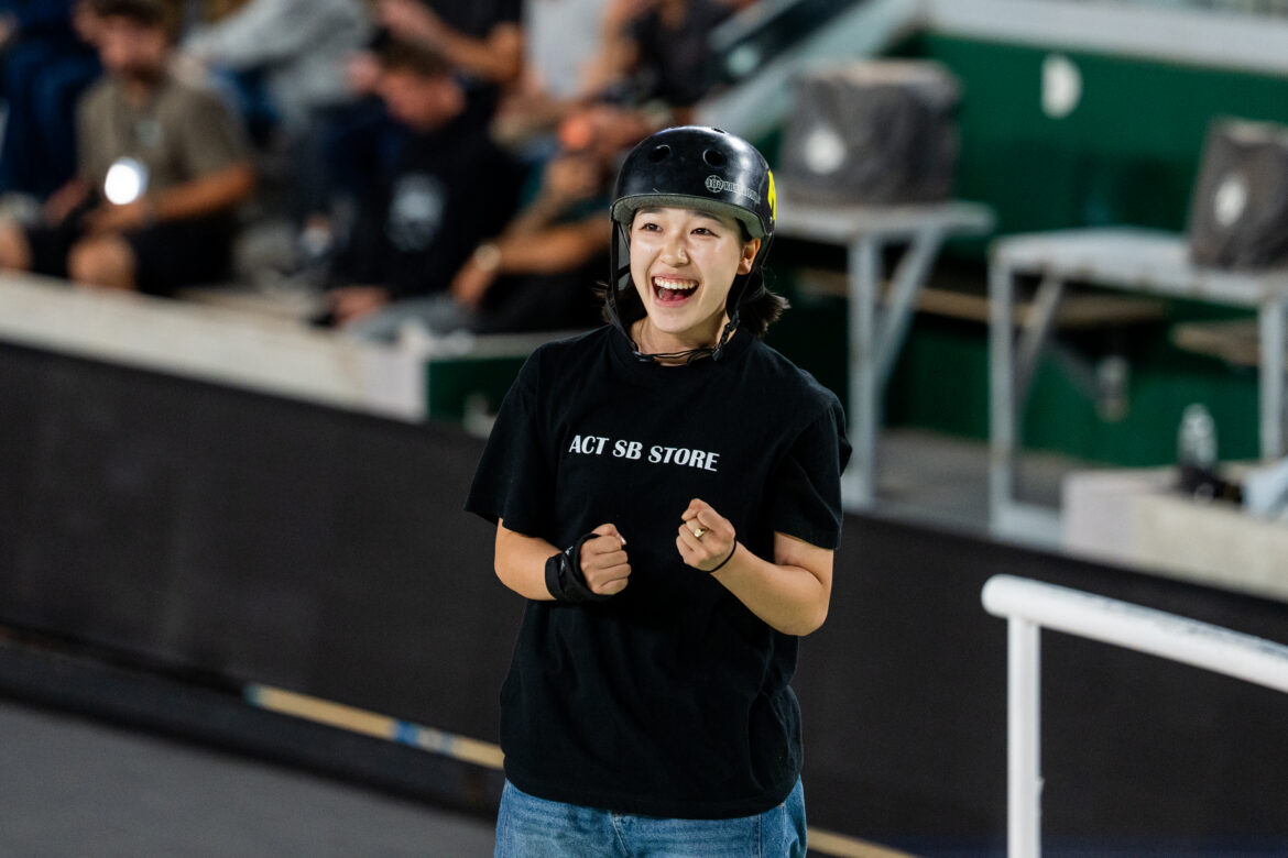 Coco Yoshizawa celebrates during the SLS Paris 2026 women's final at Roland-Garros in Paris.