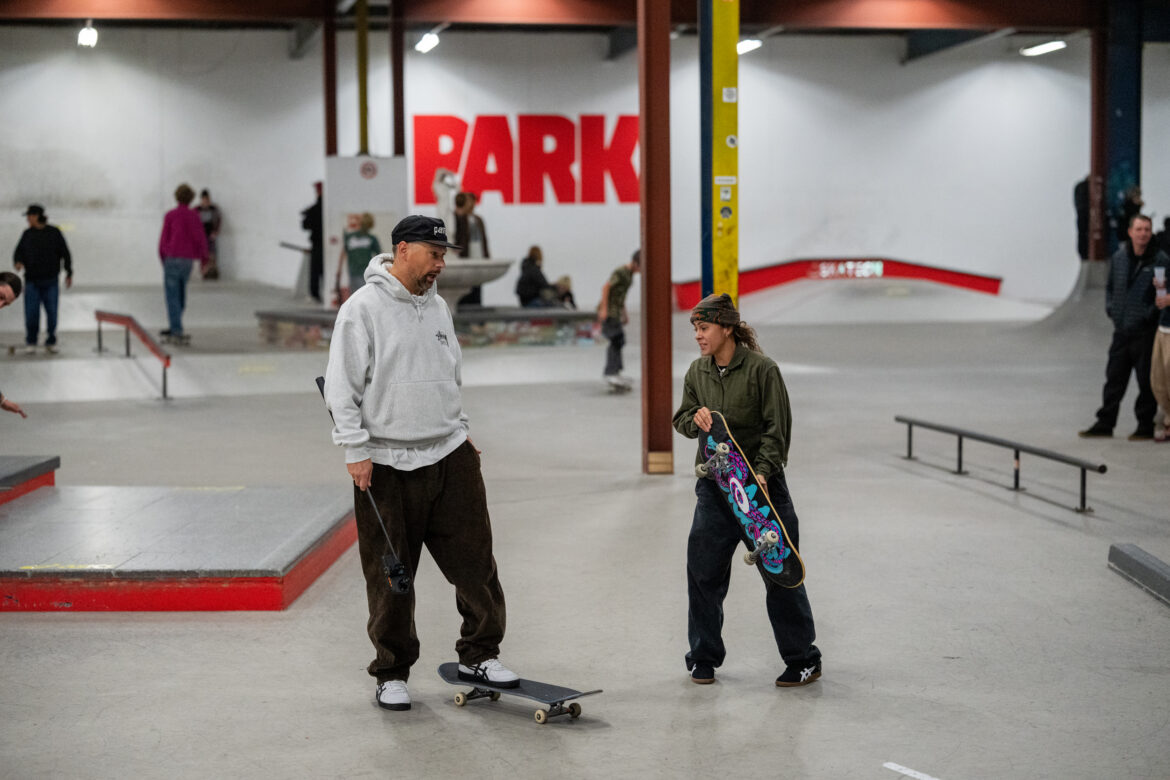 Asics Skateboarding Docu/Style Action Premiere and team session at PARK Amsterdam Asics skaters Monica Torres and Kaspar van Lierop at PARK Amsterdam
