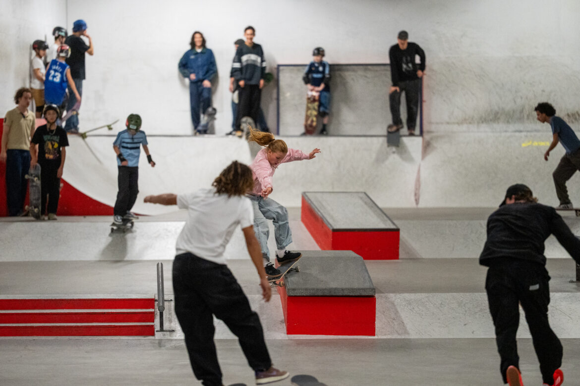 Asics Skateboarding Docu/Style Action Premiere and team session at PARK Amsterdam Liv Nelemans skating throught the chaos