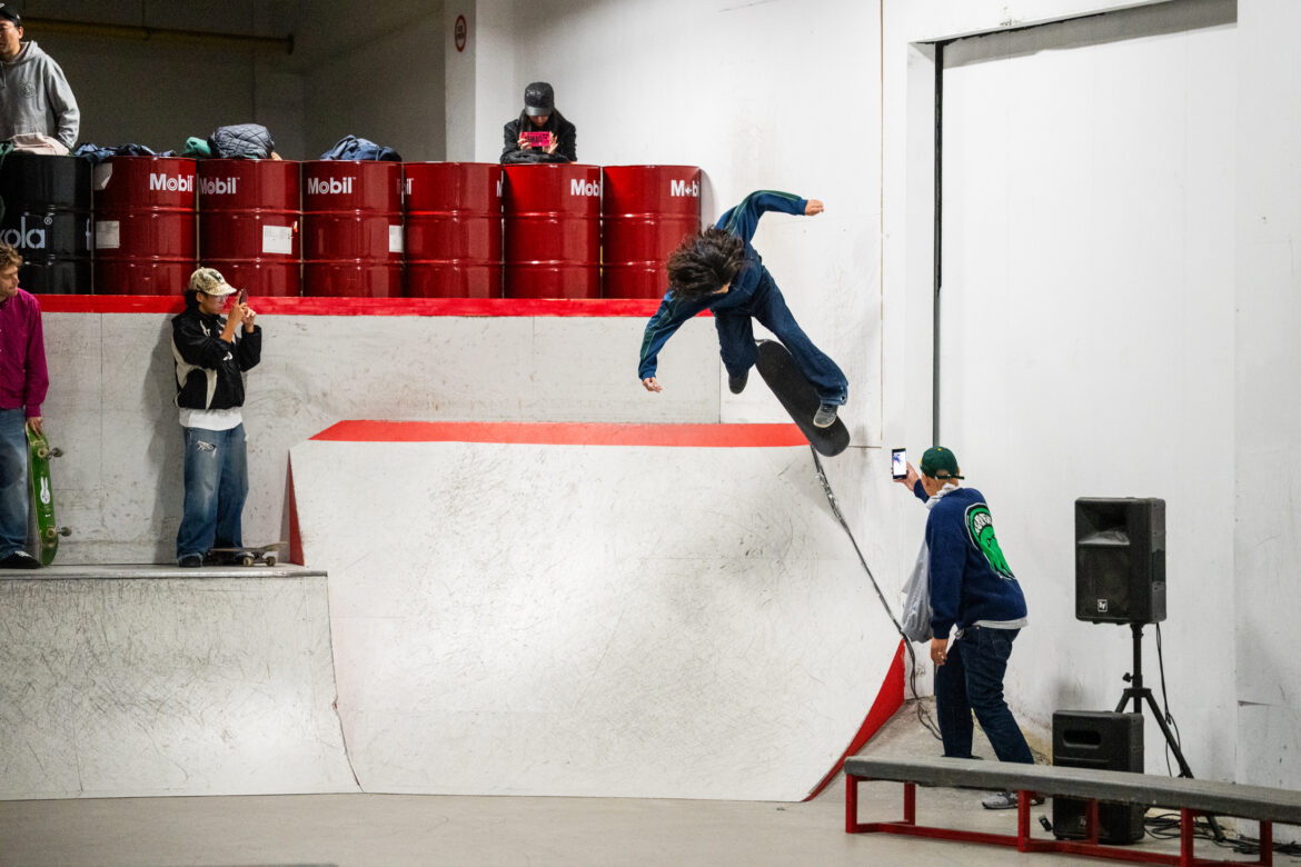 Asics Skateboarding Docu/Style Action Premiere and team session at PARK Amsterdam Luka Hirata Wallride Nollie bigspin during the Asics Skateboarding Docu/Style Action Premiere and team session at PARK Amsterdam at 28 of October 2026.