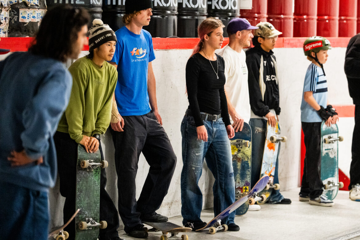 Asics Skateboarding Docu/Style Action Premiere and team session at PARK Amsterdam skaters on quarterpipe during Asics Skateboarding Docu/Style Action Premiere and team session at PARK Amsterdam at 28 of October 2026