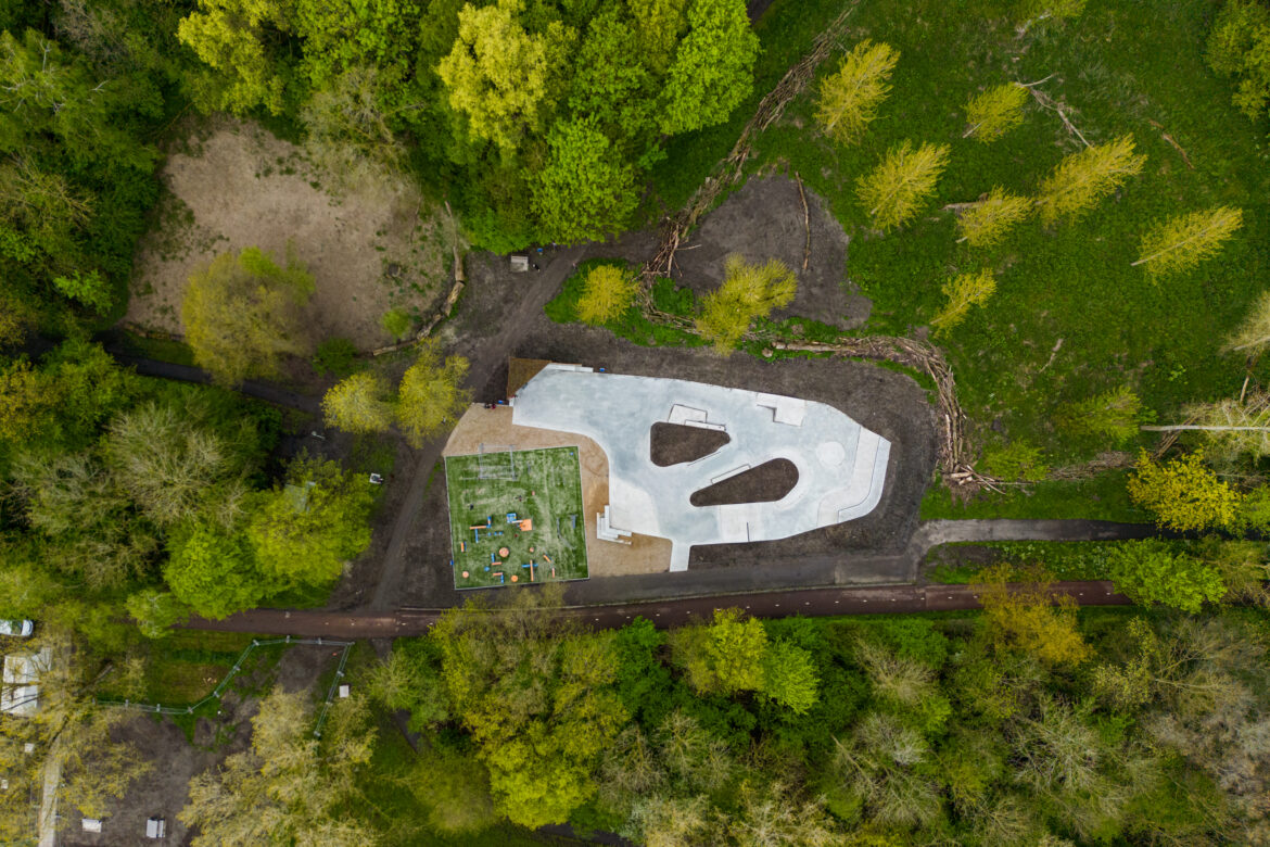 Drone foto van Skatepark het Schollebos Capelle aan den Ijssel